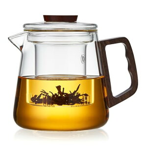 【送料無料】ポカロティー ティーポット 耐熱ガラス 650ml 蓋付 木製取手 ガラス茶漉し付き 直火対応 手作り 紅茶ポッド 熱湯可 透明ケトル 中国茶 日本茶 ウーロン茶 アールグレイ ナツメ茶