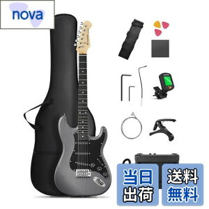 【送料無料】Donner エレキギター 初心者セット STタイプ SSSピックアップ 39インチ フルサイズ ミニアンプ付き 専用ケースとチューナーなどアクセサリー9点セット DST-80B マットブラック