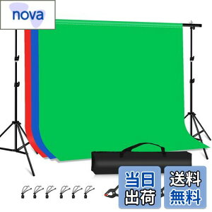 【送料無料】PULUZ バックペーパー 200×290cm背景布 背景スタンド2m×3m グリーンバック 背景フレームセット 撮影背景スタンド 写真撮影背景布 三脚付き グリーンスクリーン 3色ポリエステル背