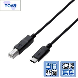 yzGR USBP[u Type C (USB C to USB B) 0.5m USB2.0Fؕi 3Ao ő480Mbps ubN U2C-CB05NBK