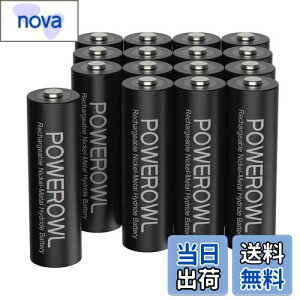 【送料無料】POWEROWL 単3形充電式電池、2800mAh 大容量電池 1.2V ニッケル水素16個パック(約1200回循環使用可能)