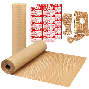 【送料無料】DRERIO 緩衝材 紙 梱包材 引っ越し 食器 梱包材 幅さ38cm*長さ30m クッションペーパー 梱包材 リサイクル可能 環境に優しい ガラス器/食器/ギフト包装 食器類の保護材 1ロール ベー
