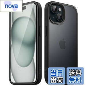 �y���������zJETech �}�b�g�P�[�X iPhone 15 Plus 6.7�C���`�p �ϏՌ����~���^���[�O���[�h�̗����h�~ ������̔������̔w�ʓd�b�J�o�[ �w��h�~ (�u���b�N)