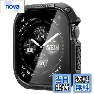 �y���������zSpigen Apple Watch 11 Apple Watch 10 �P�[�X 46mm �K���X ��̌^ �ČRMIL�K�i�擾 ��ʕی� �ϏՌ� ���� �Ռ��z�� ���菝 �h�~ �ی�J�o�[ �^�t�E�A�[�}�[ ACS08603 (�u���b�N)