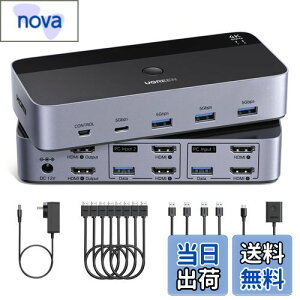 yzUGREEN HDMI KVMؑ֊ 4K@60Hz 2j^2Rs[^A22o̓XCb`A 4USB 3.0|[ĝ2̃Rs[^2j^/L[{[h/}EX/v^L HDMIP[u4{AU