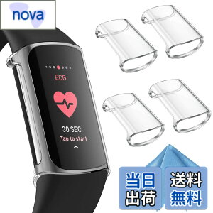 �y���������zFintie for Fitbit Charge 6 / 5 �P�[�X �N���A �\�t�g TPU ���b�L �X�N���[���J�o�[ �S�ʕی�o���p�[ �V�F�� �E���ȒP �ϏՌ��� �t�B�b�g�r�b�g �ی�J�o�[ (4�Z�b�g)(�N���A)