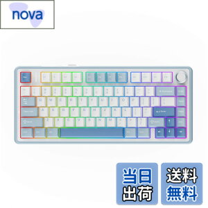 �y���������zEPOMAKER x Aula F75 �Q�[�~���O�L�[�{�[�h �K�X�P�b�g ���J�j�J���L�[�{�[�h 5�w�p�b�h���m�u�t�� 75% ���C�����X �z�b�g�X���b�p�u�� Bluetooth/2.4GHz/USB-C RGB �Z�K�F�؎擾 (Sea Salt Blue, L