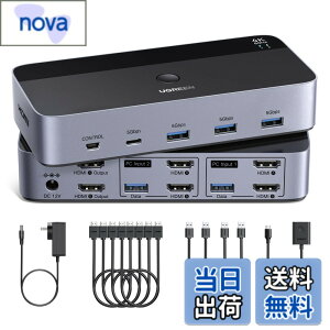 �y���������zUGREEN HDMI KVM�ؑ֊� 4K@60Hz 2���j�^2�R���s���[�^�A2����2�o�̓X�C�b�`�A 4��USB 3.0�|�[�g�̂���2��̃R���s���[�^��2���j�^/�L�[�{�[�h/�}�E�X/�v�����^�����L HDMI�P�[�u��4�{�AU