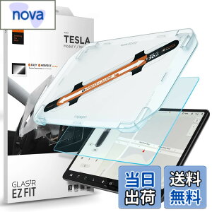 �y���������zSpigen Tesla Model 3 / Model Y �K���X�t�B���� �\��t���L�b�g�t�� �A���`�O���A���H �e�X�� ���f��3/���f��Y �Ή� AG�ی�t�B���� 1���� EZ Fit