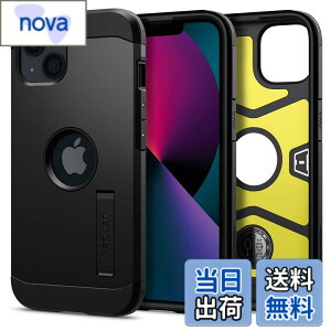 �y���������zSpigen iPhone13Mini�P�[�X �ϏՌ� �ŋ� �ČRMIL�K�i�擾 3�w�\�� �L�b�N�X�^���h �t�� �J�����ی� ���h�~ �Ռ��z�� ���C�����X�[�d �^�t�E�A�[�}�[ ACS03331 (�u���b�N)