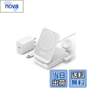 �y���������zAnker MagGo Wireless Charging Station (Foldable 3-in-1) Qi2�Ή� �}�O�l�b�g�� 3-in-1 ���C�����X�[�d�X�e�[�V����/���C�����X�o��/Apple Watch�z���_�[�t MagSafe�Ή� iPhone 17 / 17 Pro / 17 Pro Max / 16 / 15 /
