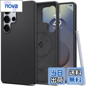 �y���������zSpigen Galaxy S25 Ultra �P�[�X Magfit�Ή� �V���R�� �ϏՌ� �y�� ���^�Ή� TPU �V���R���t�B�b�g�E�}�O�t�B�b�g ACS09017 (�u���b�N)