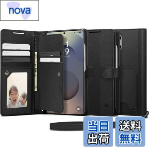 �y���������zSpigen Galaxy S25 Ultra �P�[�X �蒠�^ �ϏՌ� �ČRMIL�K�i�擾 ���X�g���b�v�t�� �J�[�h���[ �σL�Y �����v �Ռ��z�� �E�H���b�gS ACS09124 (�u���b�N)