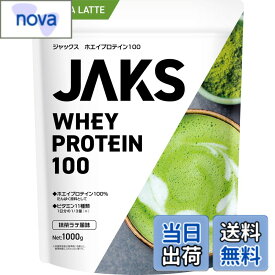 【送料無料】ジャックス JAKS プロテイン ホエイ 1kg 国内製造 おいしい 1食分のビタミン11種類 オールインワン配合 高たんぱく質 粉末 WPCプロテイン 溶けやすい (1kg, 抹茶ラテ風味)