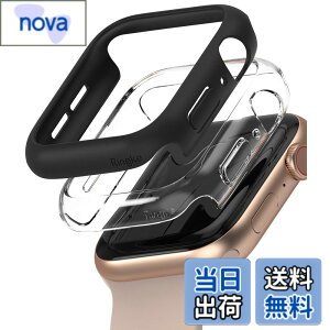 �y���������zJP - Ringke Apple Watch Series 6 / 5 / 4 / SE 40, 44mm Slim �F�FClear & Matte Black (2P)�A�T�C�Y�F[6 / 5 / 4 / SE 44mm]