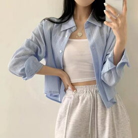 【マラソン限定★P5倍＆クーポン】UVカット レディース シャツ ブラウス トップス 長袖 大きいサイズ アウター ゆったり 韓国風 軽量 春 夏 カジュアル ファッション おしゃれ かわいい 薄手 洗濯機可 体型カバー