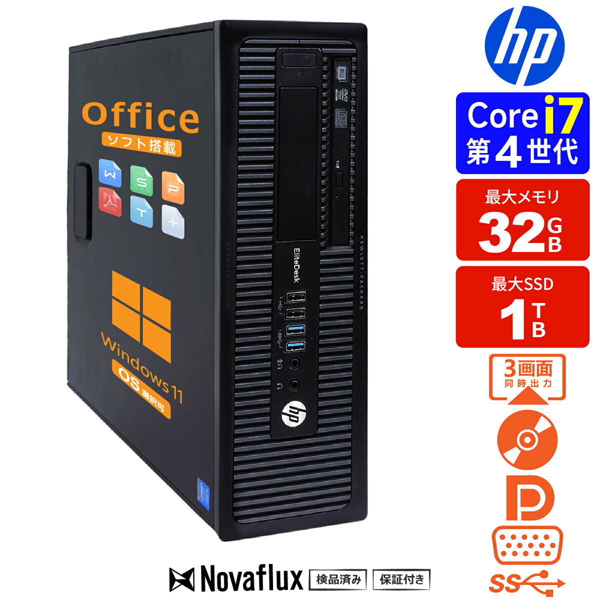 中古】中古 HP デスクトップパソコン EliteDesk 800 G1 SFF 液晶セット 