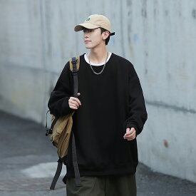 「10colors＆大人気」トレーナー スウェット メンズ プルオーバー トップス 長袖 大きいサイズ クルーネック ゆったり シルエット 無地 カジュアル アウトドア 通学 通勤 ビッグシルエット オーバーサイズ ルームウェア 部屋着 おしゃれ シンプル 春 秋