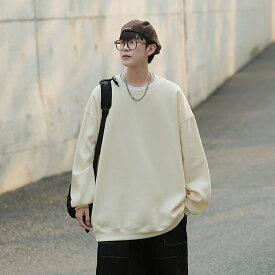 「10colors＆大人気」トレーナー スウェット メンズ プルオーバー トップス 長袖 大きいサイズ クルーネック ゆったり シルエット 無地 カジュアル アウトドア 通学 通勤 ビッグシルエット オーバーサイズ ルームウェア 部屋着 おしゃれ シンプル 春 秋