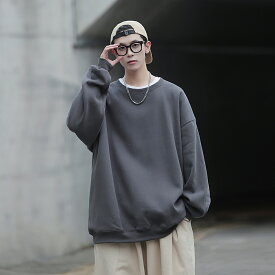 【クーポンで最安2680円】「10colors＆大人気」トレーナー スウェット メンズ プルオーバー トップス 長袖 大きいサイズ クルーネック ゆったり シルエット 無地 カジュアル アウトドア 通学 通勤 ビッグシルエット オーバーサイズ ルームウェア 部屋着 おしゃれ シンプル