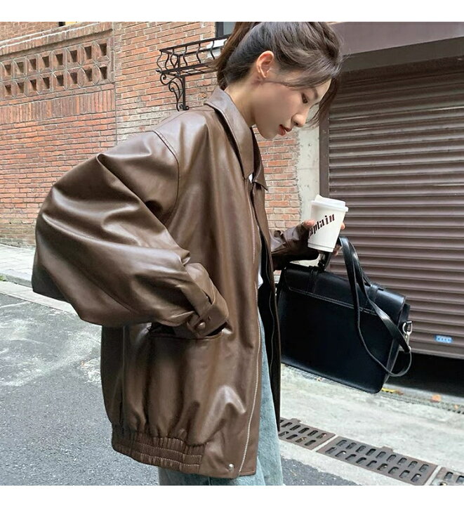 楽天市場】PU レザー ライダースジャケット レディース 春 冬 秋 長袖 