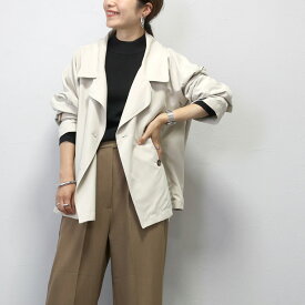 エステルピーチミドルトレンチコート 【メール便不可】コート トレンチ ミドルコート ミドル丈 袖デザイン ゆる きれいめ エステルピーチ 春 秋 30代 40代 レディース