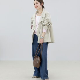 エステルピーチミドルトレンチコート 【メール便不可】コート トレンチ ミドルコート ミドル丈 袖デザイン ゆる きれいめ エステルピーチ 春 秋 30代 40代 レディース