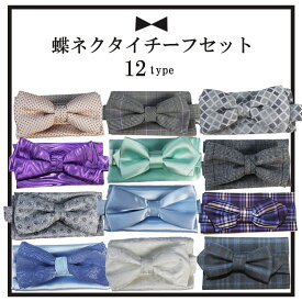 蝶ネクタイチーフセット カラー バタフライ 【蝶ネクタイG】 燕尾服 タキシード 結婚式 2次会 パーティー リボンの形をしたネクタイ フォーマル 新郎様 バーテンダー 制服ネクタイ マジシャン 演奏家 音楽家 オーケストラ