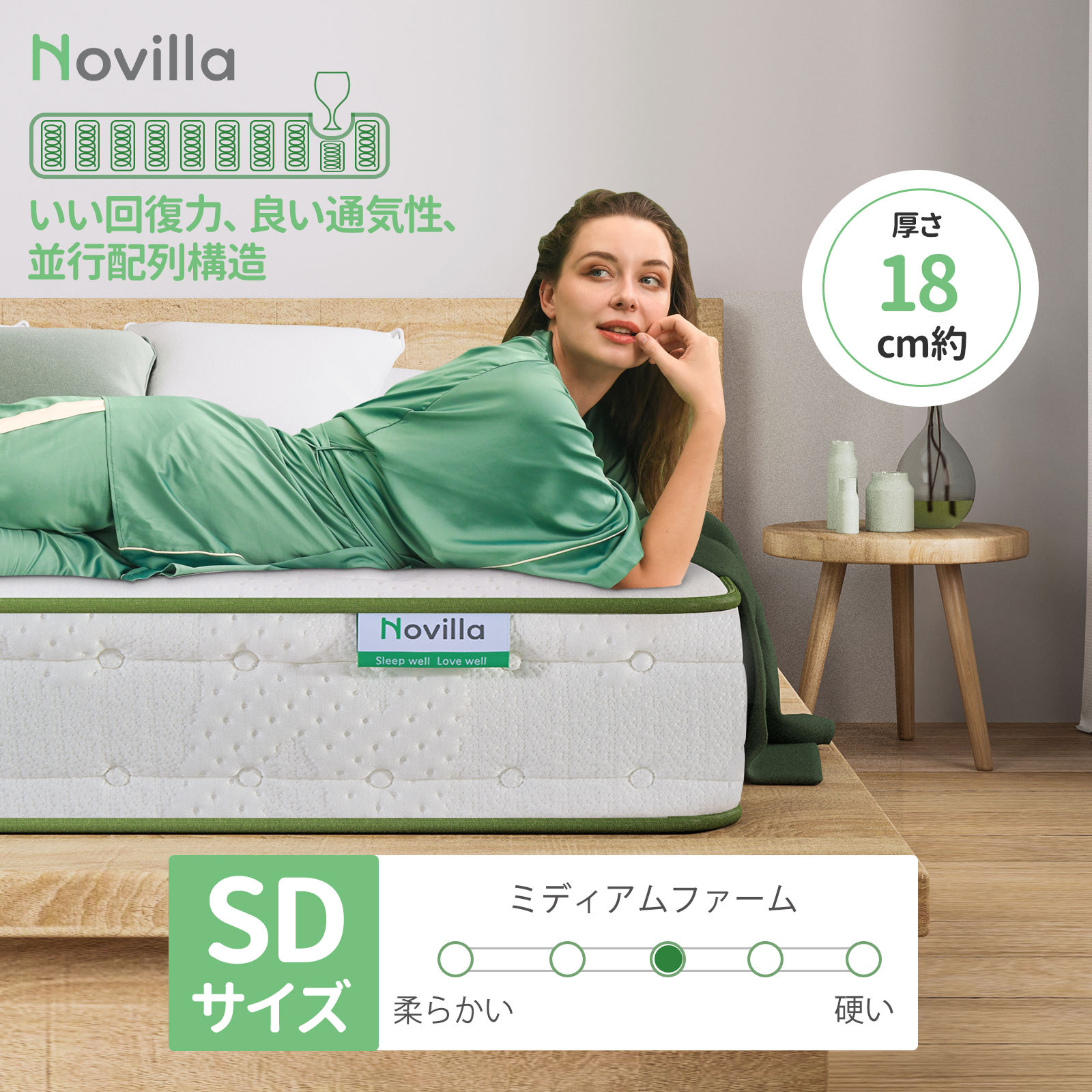 楽天市場】Novilla ポケットコイル マットレス セミダブル ベッド 