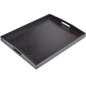 SILILUN 木製トレー お盆トレイ おしゃれ 長方形 漆塗り 黒 木目 四角 北欧 すべらない 洗える 長角膳 角型 長手盆 定食用 ウッドトレー 定食盆 北欧 舟型