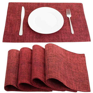 Senteria ランチョンマット布製 綿麻 マット 二層生地縫製 無地 和風 柔軟性 断熱 滑り止め お手入れ簡単 丸洗い キッチン 家庭用 レストラン用 4枚セット