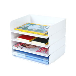 A4ヨコ置き3段書類トレー、レターケース 、レタートレイ、ブックなど収納 (ホワイト)