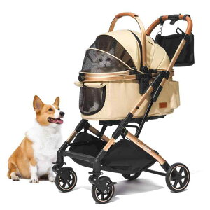 Angelpet ペットカート 分離型 猫 犬用 バギー いぬ用 4輪 前輪360°回転 前後輪ブレーキ付き 組み立て簡単 コンパクト 軽量 折りたたみ式 耐荷重20Kg 猫 小型犬多頭 中型犬 分離型ドッグカートカ