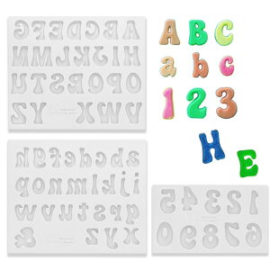 5WYOUKE 【ゴシック式】シリコンモールド アルファベット 大文字 小文字 数字 3点セット レジン キーホルダー ネックレス イヤリング ピアス 樹脂工芸品 樹脂 アロマストーン 手作り 石鹸 キ
