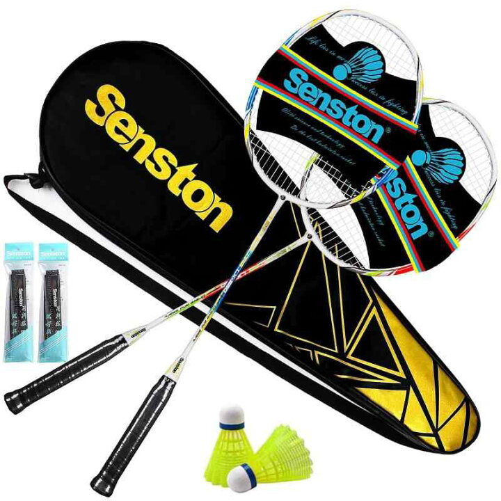 Senston 2本組みバドミントンラケットセットカーボンファイバーバドミントンラケット-1つのキャリングバッグが含まれています