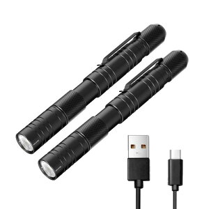 AUCLAYTECペンライト充電式 ハンディライト 懐中電灯 小型 led 小型 ペン型 ミニライト 360ルーメン/3段階調光/IPX5防水/アルミ合金製/ズーム調節 車点検 防災用 散歩 アウトドア キャンプ