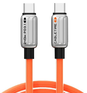 CABLETIME USB C�P�[�u��PD240W���}���[�d E-MARK�`�b�v���� �f�[�^�]��480Mbps / iPhone�AiPad�AAndroid�AWindows PC�AMacBook�Ή� (�I�����W, 2m)