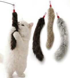 GHOSTCAT 猫じゃらし 猫 おもちゃ 3個交換 ねこじゃらし 人気 3色天然兔毛 猫じゃらし 1本釣竿付き 猫 おもちゃ 柔らかい毛料 安全素材 ネコ おもちゃ 多頭飼い 猫 ひとり遊び おもちゃ 運動不