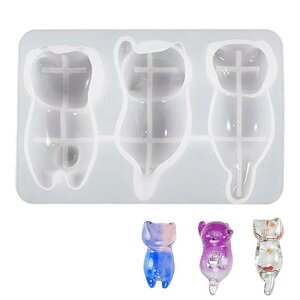 シリコンモールド 猫 立体型 かわいい ねこ 箸置き シリコンモールド レジン ネコ 装飾品 テーブル装飾 飾り物 DIY 手作り シリコン モールド 3D 粘土 立体レジン動物キーホルダー レジン モ