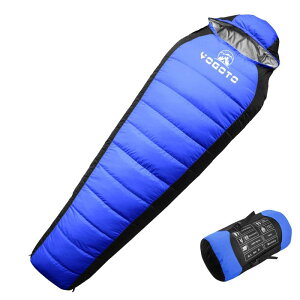 【YOGOTO】 ダウン 寝袋 冬用 マミー型 シュラフ 600FP 高級ダウン 連結可能 撥水 スリーピングバッグ -15℃〜0℃〜15℃ キャンプ アウトドア 暖かい 耐寒温度 -15℃ コンパクト 車内泊 防災用 圧