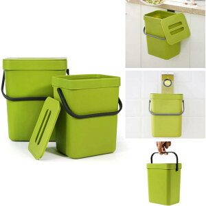 壁掛けゴミ箱 2点セット フタ付きゴミ箱 ぶら下げごみ箱 省スペース キッチン リビング トイレ コンパクト 3L+5L