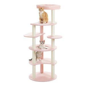 PETEPELA(ぺテぺラ) キャットタワー スリム 大型猫 多頭飼い 据置 爪とぎ 麻紐 おもちゃ おしゃれ 猫ステップ 人気 運動不足解消 倒れ防止帯付き-高さ154cm