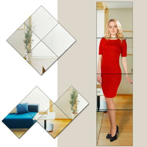 Telarana 【全身鏡 姿見 割れない】 浴室鏡 風呂鏡 壁掛け 貼るミラー 無銅無鉛ミラー 4枚セット ミラー ガラス 軽量 貼り付け鏡 自由組合 取り付け簡単 ウォールステッカー 飛散防止 おしゃれ