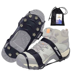 アイゼン 滑り止め 靴 雪 雪道 すべり止め 靴底 滑り止めスパイク スノースパイク 軽アイゼン 登山 軽量 10本爪 氷 転倒防止 前後安定の固定紐付き 子供 大人 4サイズ 多種靴適応