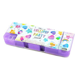 筆箱 小学生 女の子 ソフト ペンケース ハート の キャンディ (Lolipop Party) 両面開き クラックス