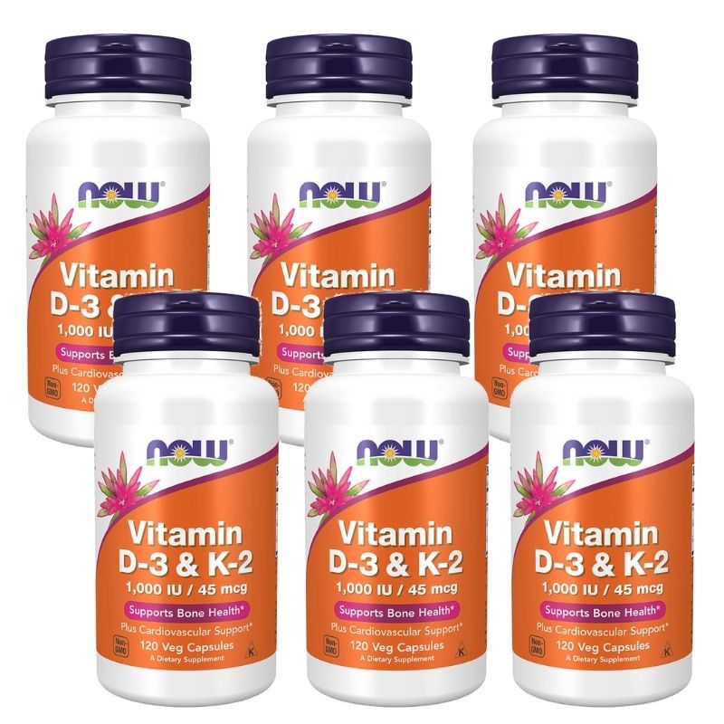 6個セット ビタミンD3 ビタミンK2 120粒 ベジカプセル ナウフーズ Vitamin D-3 K-2 120 Veg Capsules 2set  今季一番
