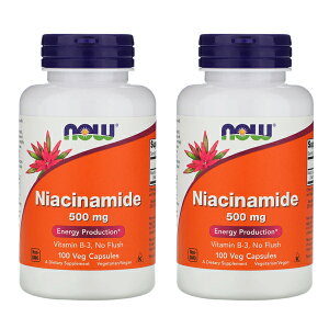 ���y�VNow Foods�����̔��X�� 2�Z�b�g �i�C�A�V���A�~�h 500mg 100�� �x�W�J�v�Z�� �i�E�t�[�Y�yNow Foods�zNiacinamide 500mg 100 vegcap