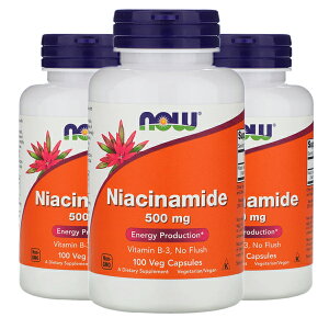 ���y�VNow Foods�����̔��X�� 3�Z�b�g �i�C�A�V���A�~�h 500mg 100�� �x�W�J�v�Z�� �i�E�t�[�Y�yNow Foods�zNiacinamide 500mg 100 vegcap