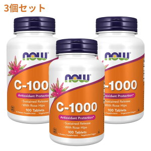 ���y�VNow Foods�����̔��X�� 3�Z�b�g �r�^�~��C-1000 ���[�Y�q�b�v �^�C�������[�X 1000mg 100�� �����Ԏ����^ �^�u���b�g �i�E�t�[�Y�yNow Foods�zVitamin C-1000 Sustained Release 100 Tablets