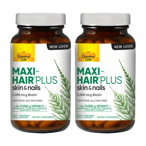 �y���������z 2�Z�b�g �r�I�`�� �}�L�V�w�A�[�v���X 5000mcg PABA�t���[ 120�� �x�W�J�v�Z�� ���e �J���g���[���C�t�yCountry Life�zMaxi Hair Plus Biotin 5,000 mcg PABA-free 120 Vegicaps 2set
